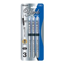 24 Wholesale York Black Rollerball Pen W/ Grip (3/pack)