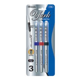24 pieces York Asst. Color Rollerball Pen W/ Grip (3/pack) - Pens & Pencils