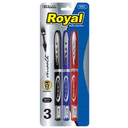 24 Wholesale Royal Assorted Color Rollerball Pen (3/pack)