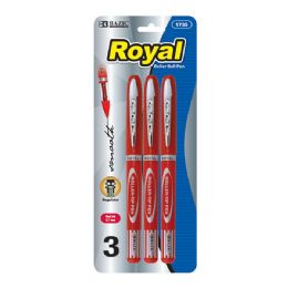 24 Wholesale Royal Red Rollerball Pen (3/pack)