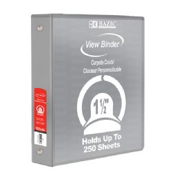 12 Wholesale 1.5" Grey 3-Ring View Binder W/ 2-Pockets