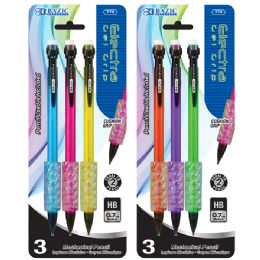 24 Bulk Electra 0.7 Mm Fashion Color Mechanical Pencil With Gel Grip (3/pack)
