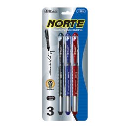 24 Wholesale Norte Asst. Color NeedlE-Tip Rollerball Pen (3/pack)