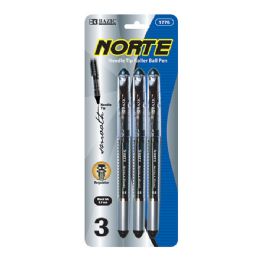 24 Wholesale Norte Black NeedlE-Tip Rollerball Pen (3/pack)