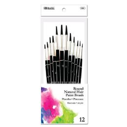 12 Pieces Round Natural Hair Paint Brush (12/pack) - Paint, Brushes & Finger Paint