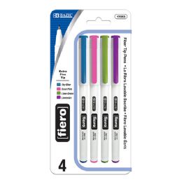 24 Wholesale Fiero Fancy Color Fiber Tip Fineliner Pen (4/pack)