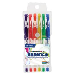 24 Wholesale 6 Fluorescent Color Essence Gel Pen W/ Cushion Grip