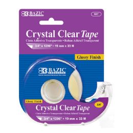 24 Bulk 3/4" X 1296" Crystal Clear Tape W/ Dispenser