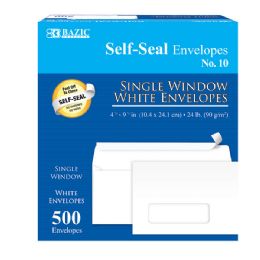 5 Bulk #10 SelF-Seal White Single Window Envelopes (500/box)