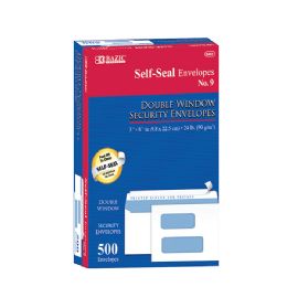5 pieces #9 SelF-Seal Security Double Window Envelopes (500/box) - Envelopes