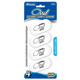 24 Wholesale White Oval Eraser (4/pack)