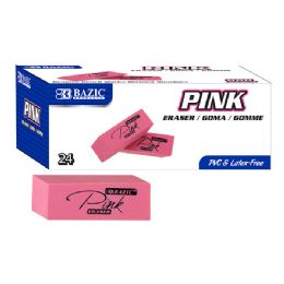 24 pieces Pink Bevel Eraser - Erasers
