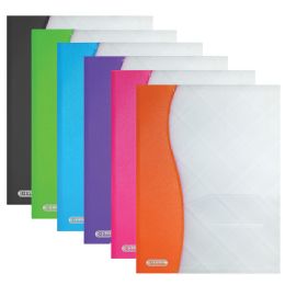 48 Wholesale Two Tone 2-Pocket Poly Portfolio