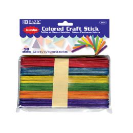 24 Wholesale Jumbo Colored Craft Stick (50/pack)