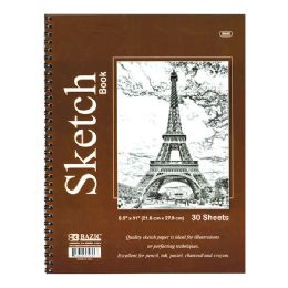 48 pieces 30 Ct. 8.5" X 11" Side Bound Spiral Sketch Book - Sketch, Tracing, Drawing & Doodle Pads