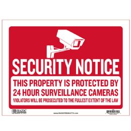 24 Wholesale 9" X 12" Security Notice Sign
