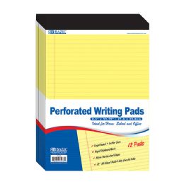 6 Wholesale 50 Ct. 8.5" X 11.75" Canary Perforated Writing Pads (12/pack)