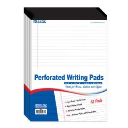 6 pieces 50 Ct. 8.5" X 11.75" White Perforated Writing Pads (12/pack) - Note Books & Writing Pads