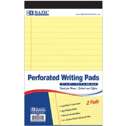 24 Wholesale 50 Ct. 5" X 8" Canary Jr. Perforated Writing Pads (2/pack)