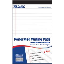 24 Wholesale 50 Ct. 5" X 8" White Jr. Perforated Writing Pads (2/pack)