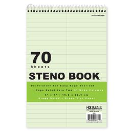 48 pieces 70 Ct. 6" X 9" Green Tint Gregg Ruled Steno Book - Note Books & Writing Pads