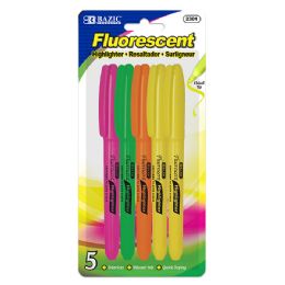 24 Bulk Pen Style Fluorescent Highlighter W/ Pocket Clip (5/pack)