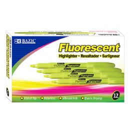 12 pieces Yellow Pen Style Fluorescent Highlighter W/ Pocket Clip (12/box) - Highlighter