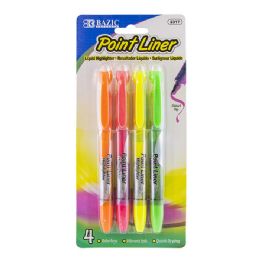 24 Wholesale Pen Style Fluorescent Color Liquid Highlighter (4/pack)
