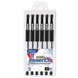 24 Wholesale Essence Black Gel Pen W/ Cushion Grip (6/pack)