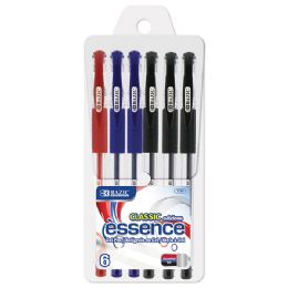 24 Wholesale Essence Asst. Color Gel Pen W/ Cushion Grip (6/pack)