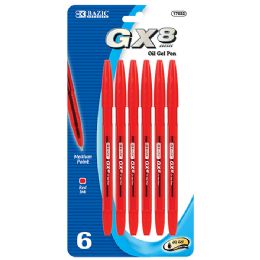 24 Wholesale GX-8 Red OiL-Gel Ink Pen (6/pack)