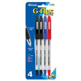 24 Wholesale G-Flex Asst. Color OiL-Gel Ink Pen W/ Cushion Grip (4/pack)