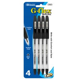 24 Wholesale G-Flex Black OiL-Gel Ink Pen W/ Cushion Grip (4/pack)