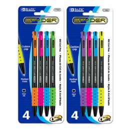 24 Wholesale Spyder OiL-Gel Ink Retractable Pen (4/pack)