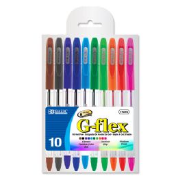 12 Wholesale 10 Color G-Flex OiL-Gel Ink Pen W/ Cushion Grip