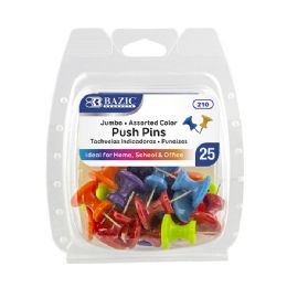 24 Bulk Assorted Color Jumbo Push Pins (25/pack)