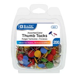 24 Wholesale Assorted Color Thumb Tack (200/pack)