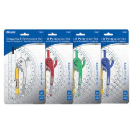 24 of ScalE-Arm Compass W/ #2 Wood Pencil & 6" Protractor Set