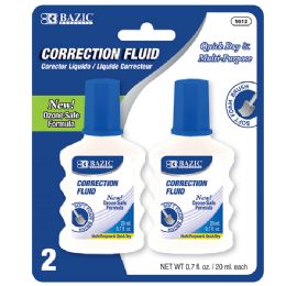 24 pieces 0.7 Fl Oz (20 Ml) Correction Fluid W/ Foam Brush (2/pk) - Correction Items