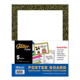 48 Wholesale 11" X 14" White Poster Board W/glitter Frame (5/pack)