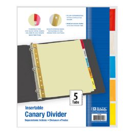 24 pieces Canary Paper Dividers W/ 5-Insertable Color Tabs - Clipboards and Binders