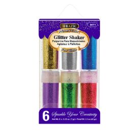 24 pieces 0.25 Oz (7g) 6 Primary Color Glitter Shaker - Craft Glue & Glitter