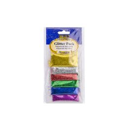 24 pieces 0.07 Oz (2g) 6 Primary Color Glitter Pack - Craft Glue & Glitter