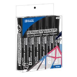 12 pieces Black Colors Chisel Tip Desk Style Permanent Markers (12/box) - Markers