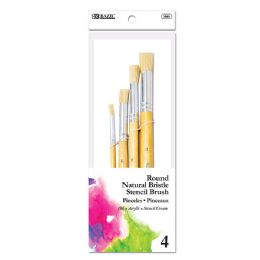 24 pieces Round Natural Bristle Stencil Brush (4/pack) - Paint, Brushes & Finger Paint