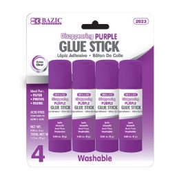 24 Wholesale 0.28 Oz (8g) Washable Disappearing Purple Glue Stick (4/pack)