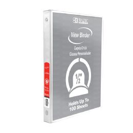 12 Wholesale 1/2" White 3-Ring View Binder W/ 2-Pockets