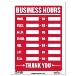24 Wholesale 12" X 16" Business Hours Sign
