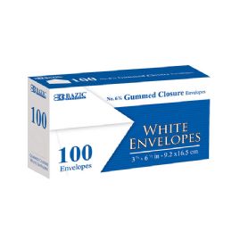 24 pieces #6 3/4 White Envelopes W/ Gummed Closure (100/pack) - Envelopes