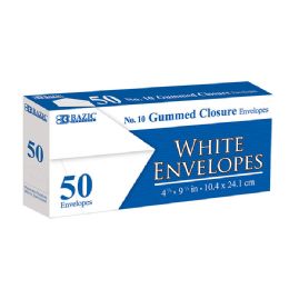 24 pieces #10 White Envelopes W/ Gummed Closure (50/pack) - Envelopes
